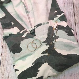 camo cinched crop top